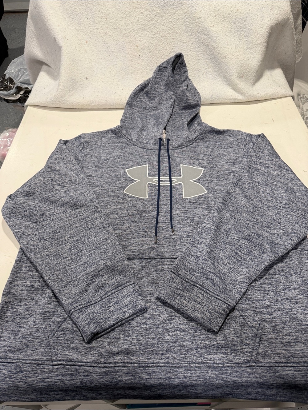 Under Armour Heather Navy and Light Gray Logo Hoodie - Picture 3 of 6